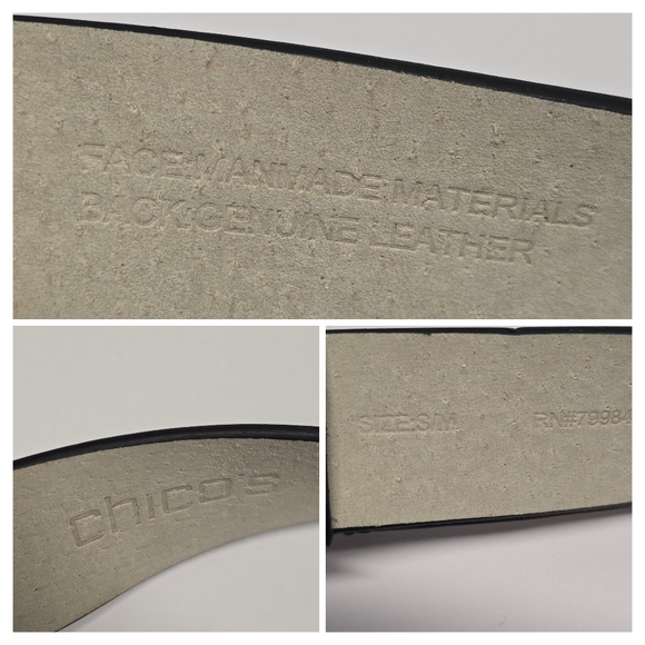 Chico's Black Embellished Boho Belt Rhinestones Buckle Size S/M Adjustable NWT - Picture 4 of 8